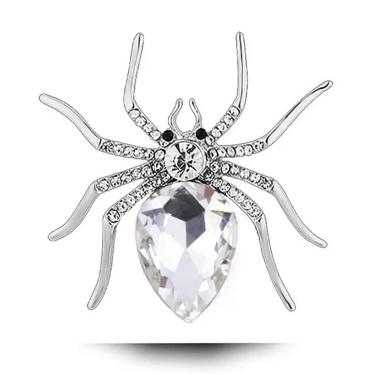 Женская брошь "Паук" CINDY XIANG, стейтмент-украшение в виде паука из горного хрусталя для свадьбы, вечеринки, доступно в 3 цветах, элегантный аксессуар - Окраска металла: silver white