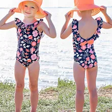 Peridemes Купальник для девочек, развевающиеся рукава, костюм для детей, Летний Бикини для детей,, пляжный Цельный купальник с цветочным принтом