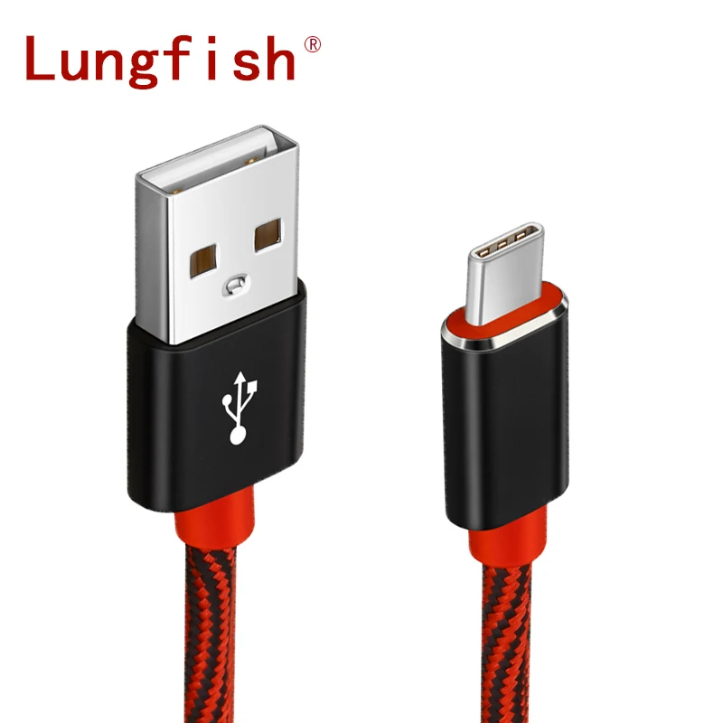 Lungfish USB C كابل شاحن للهاتف ، ماك بوك شاحن سريع نوع-C كابل 1 M 2 M 3 M ل جديد ماك بوك والأجهزة الأخرى مع USB C