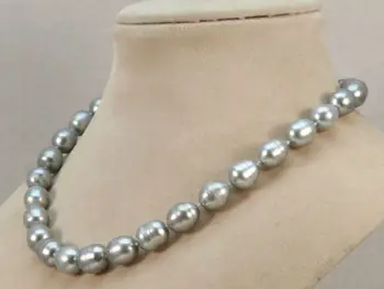 

elegant 12-13mm south sea grey baroque pearl necklace 18"14K Gold Clasp KKK