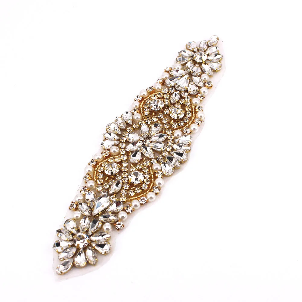 17.5X5cm Elegant Handmade Hot Fix Sewing Rhinestone Applique Fashion Clothes Shoes Sandal Hats Party Dress Bridal Sash Jewelry Jewelry Findings