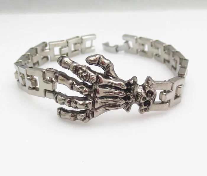Fashion Man Bracelets Skull Palm Zinc Alloy Silver Color Plated Fine Jewelry Original High Quality Bangle Gift | Украшения и