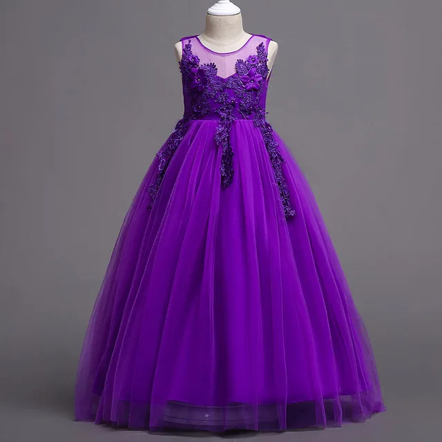 High Quality Girls Dress 2018 Fashion Princess Dress Dark Blue kids