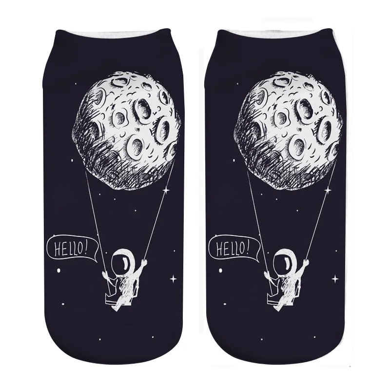

RUNNING CHICK astronauts moon hello photo print socks new wholesales