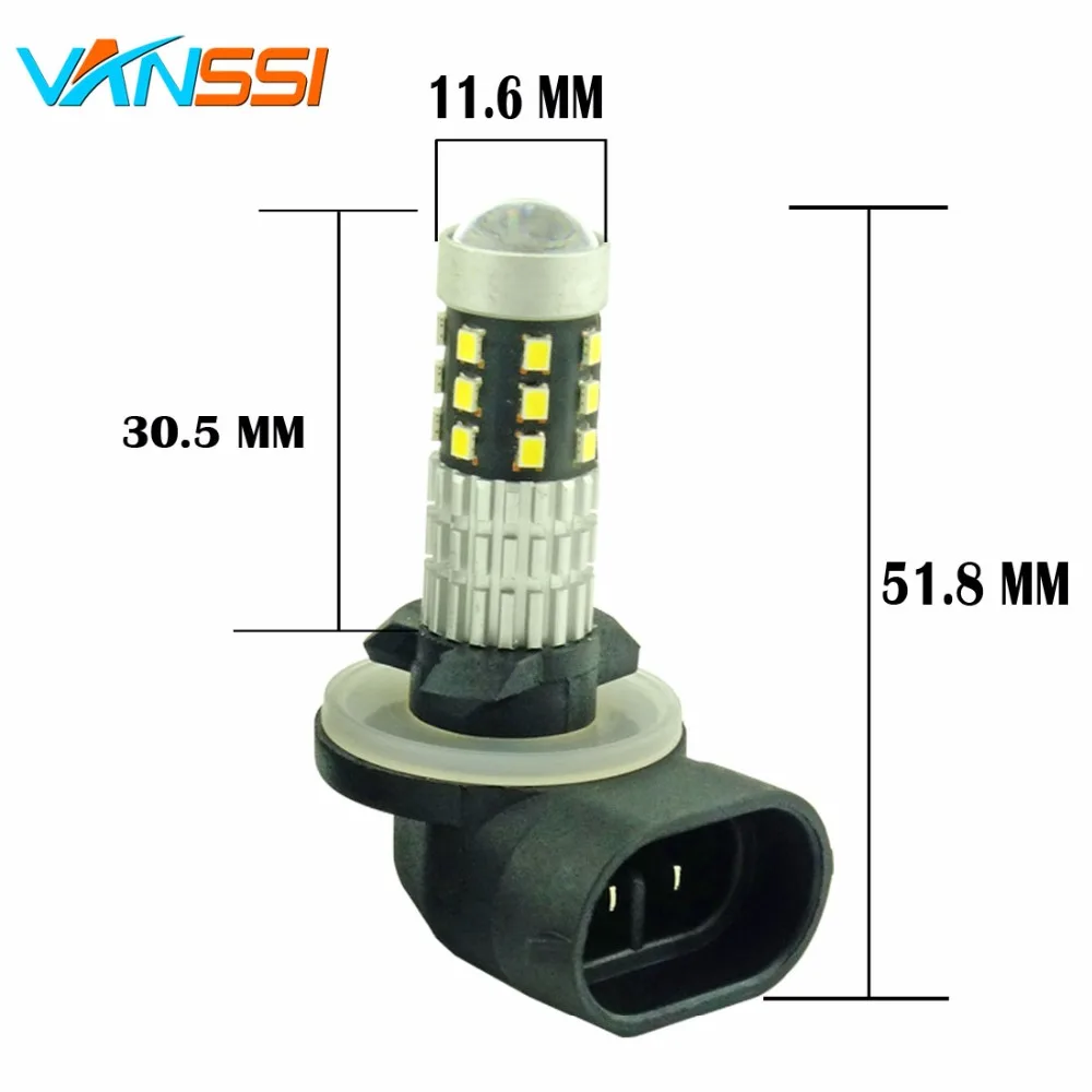 VANSSI 1200 Lumens Extremely Bright 1020 Chips H27 881 LED Fog Light Bulbs, 6000K White,2 Pieces