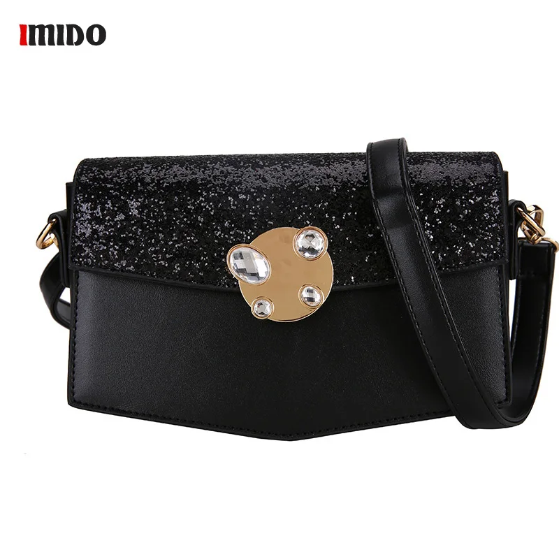 

Women's PU Leather Designer Crossbody Bag Sequin Gillter Shoulder Bag women handbag with rhinestones Female New Brand Bags Purse