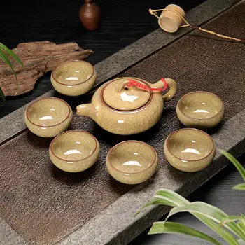 

Porcelain Teaware Set Chinese Tea Cup Tea Sets Gaiwan Tea Pot Set Vintage Ice Crack Celadon Kung Fu Tea Set Christmas Gift