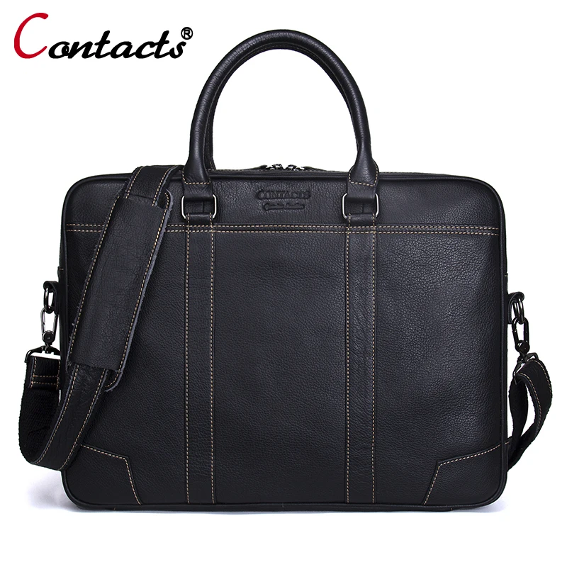 CONTACT&#39;S Men Bag Genuine Leather Computer Tote Laptop Bag Handbag Briefcase Office Bags Male ...