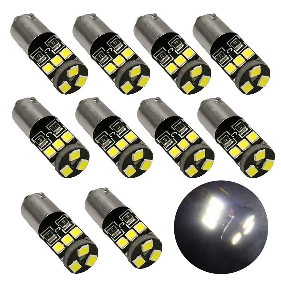 10 шт. BA9S T4W H6W 2835 SMD CANBUS Белый 9 светодиодный автомобиль, на танкетке, с боковой Купол Карта Чтение номерного знака Парковка светильник Светодиодные лампы 12V