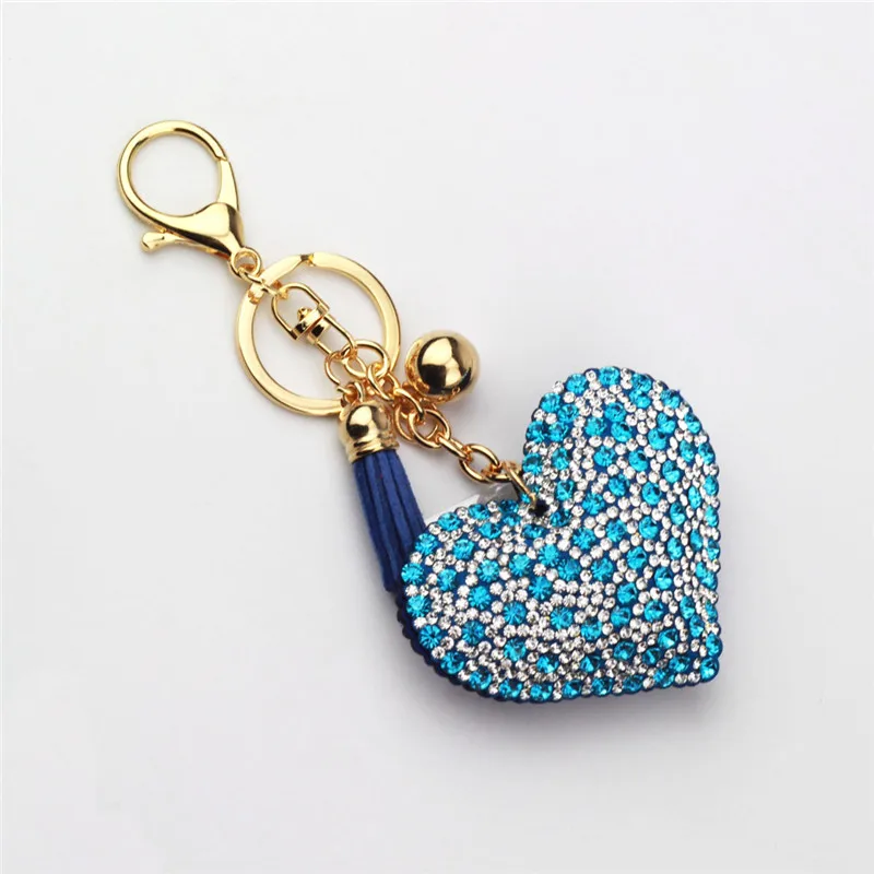

Cute Heart Keychain Full Rhinestone Crystal Keyring Car Key Chain WomenS Key Holder Ring Bague Wholesale Jewelry Gifts 6C2286