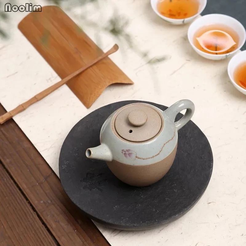 NOOLIM китайский грубая керамика чайный горшок керамический чайный набор ручная роспись Лотос кунг-фу Керамический Чайник Посуда для напитков