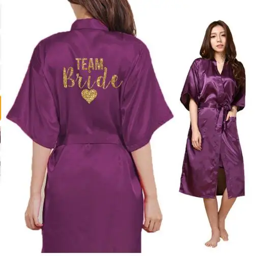 Платье-кимоно с золотым блестящим принтом в виде сердца невесты, халат из искусственного шелка, женская свадебная одежда