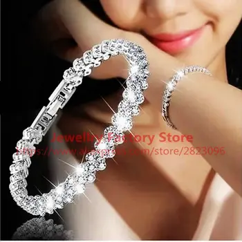 

200pcs/lot fashion silver color beaded crystal bracelet fashion lady bijoux jewelry