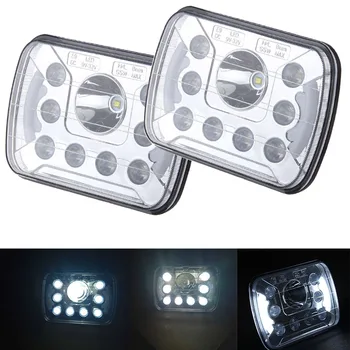 

Free shipping Silver 6x7 INCH High/Low Dual beam LED Headlamp for Jeep Cherokee XJ Motorcycles Headlight Pair 6054 With DRL