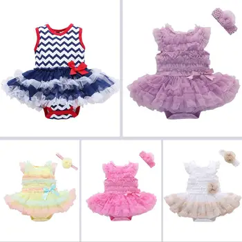 

Ruffle Baby Girls Party Dress Girl Toddler Kids Baptism Gown Tutu Outfits with Headband Princess Kids Girls Tutu Evening Dress