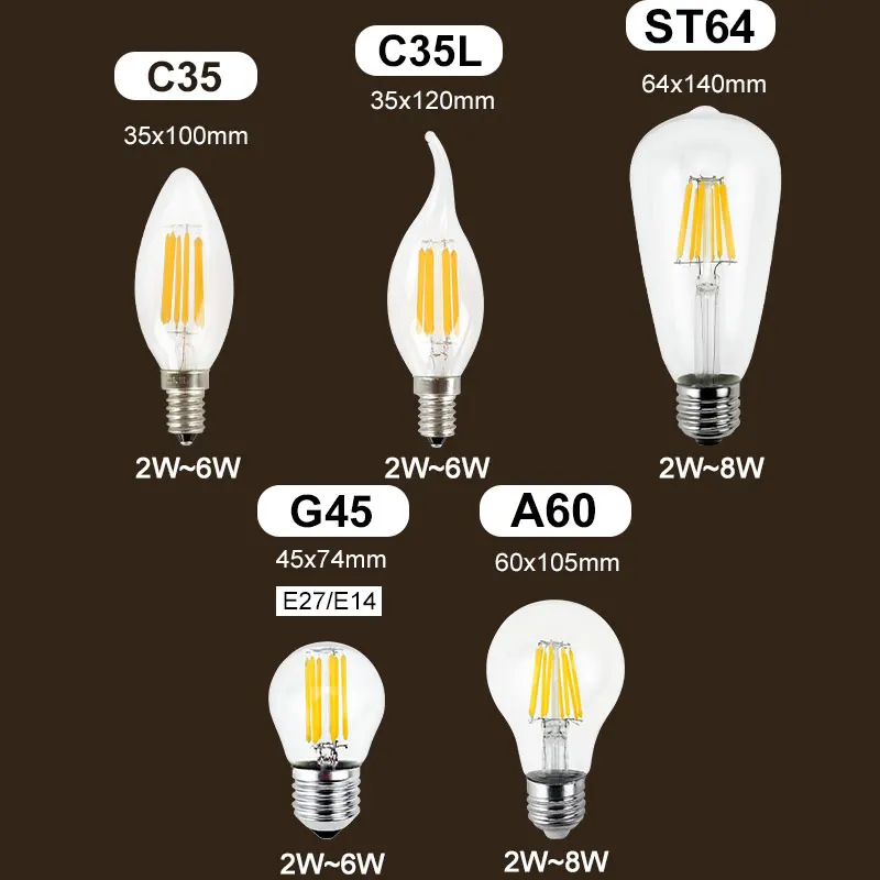 Светодиодная лампа Эдисона Gitex в стиле ретро 2/4/6/8 Вт 220 В 240 В|candle light|led filamentled edison |