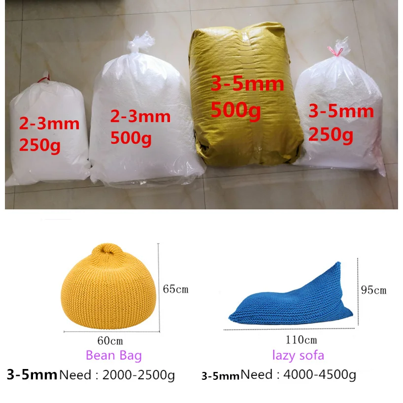 Оптовая продажа 500 г/250 г белые пенопластовые шарики beanbag детский наполнитель
