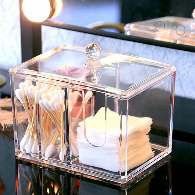

Top Quality Clear Acrylic Cotton Swabs Storage Box Case Cotton Swab Stick Toothpick Cosmetic Makeup Organizer Case Holder#104