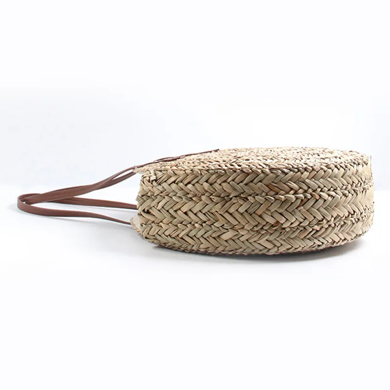 

Women Straw Weave Handbag Round Shoulder Bag Girl Casual Bags for Beach Travel KA-BEST