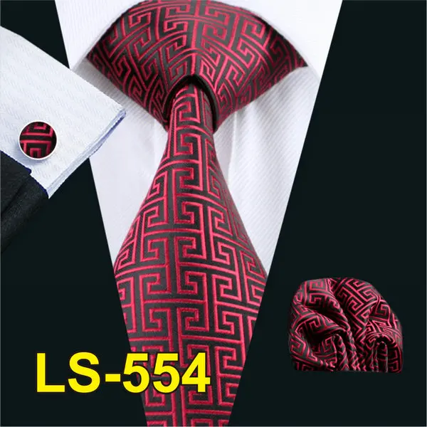LS0554 LS-822, мужской галстук, черный, Пейсли, шелк, классический, Barry. Wang, галстук, Hanky, запонки, набор для мужчин, официальный, Свадебный, для вечеринки, для жениха - Цвет: LS0554