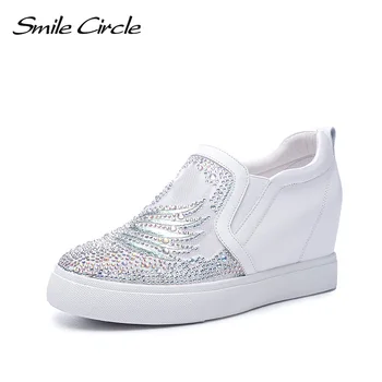

Smile Circle 2019 Summer Wedges Shoes Women Sneakers Fashion rhinestone platform casual shoes For Women white Black