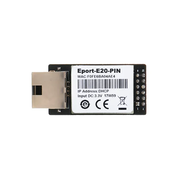 

CE HF Eport-E20-Pin Free RTOS Network Server Port TTL Serial to Ethernet Embedded Module DHCP 3.3V TCP IP Converter