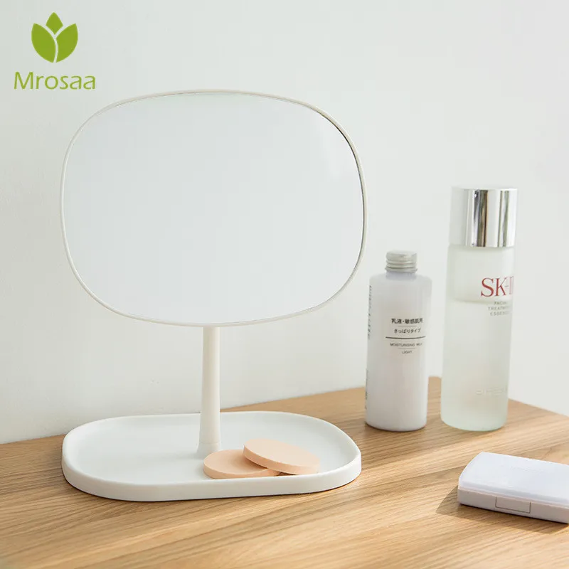

Oval Makeup Mirror 360 Rotate Desktop Cosmetic Mirror Portable Travel Vanity Mirror With Cosmetic Storage Case Bath Mirrors