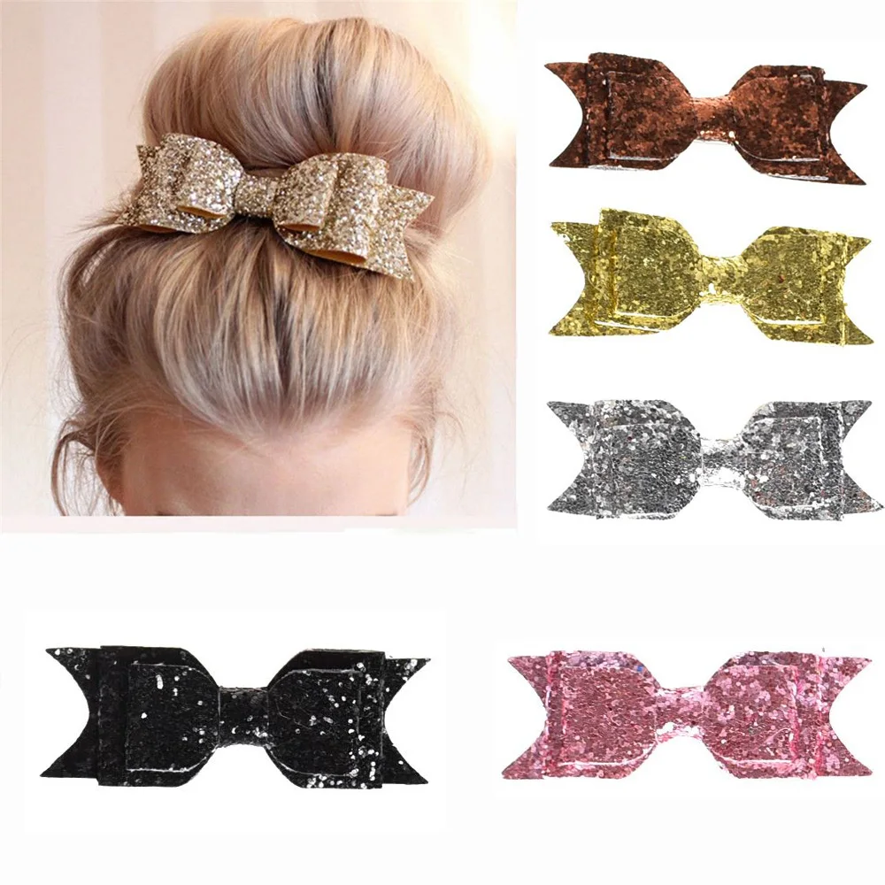 Hair Clip Women Baby Girl 12CM Big Glitter Hair Bow Kids Hairpins Hair