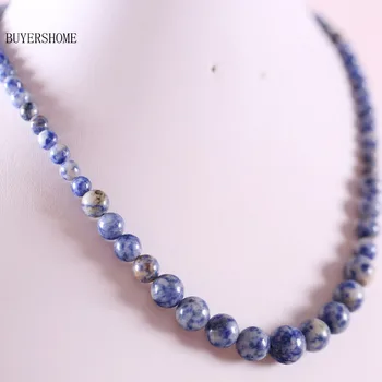 

Fashion Jewelry Stone Round Beads Blue Blue Sodalite Necklace 18" 1Pcs E093