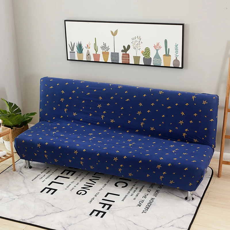 Blue Stars Universal Stretch Sofa Bed Covers Without Armrest Elastic