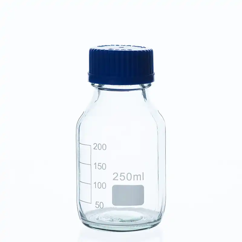 3 Pieces Lab Glassware Glass Reagent Bottle With Blue Screw Cap 50ml