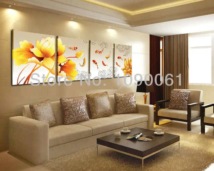 Hand Painted 4 Piece Koi Fish Lotus Oil Painting Abstract Modern Dining Room Set Large Canvas Wall Art Deco Picture No Frame In Calligraphy From Hand Painted 4 Piece Koi Fish Lotus Oil Painting Abstract Modern Dining Room Set Large Canvas Wall Art Deco Picture No Frame In Calligraphy From