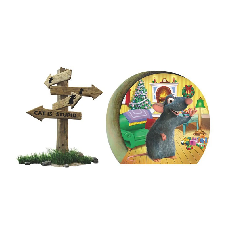

4 Styles Cartoon Funny Mouse Hole Cat Is Stupid Wallpaper For Christmas Decoration