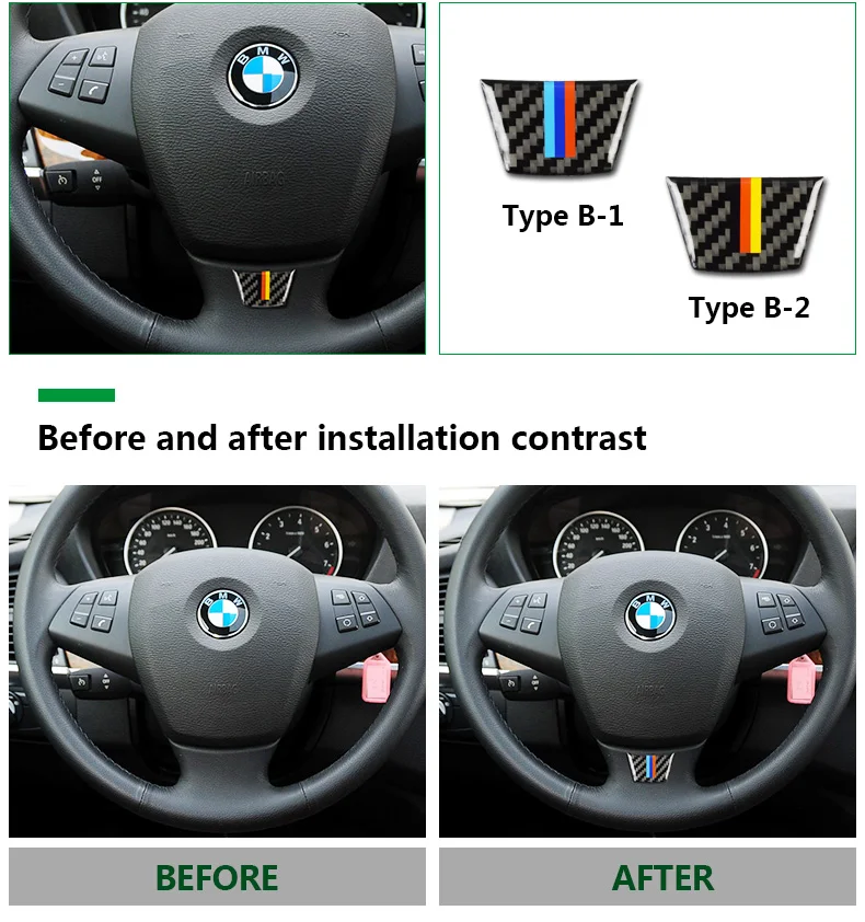  for BMW E70 X5 E71 X6 Carbon Fiber Car Steering Wheel Stickers M Sport Emblem Stickers Interior Accessories Car Styling (2)