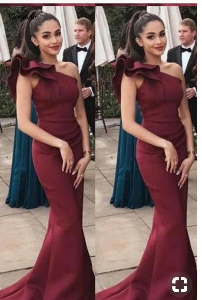 

Sexy One Shoulder Long Prom Dresses Formal Mermaid Party Gown Ruffles Evening Dresses Custom Made