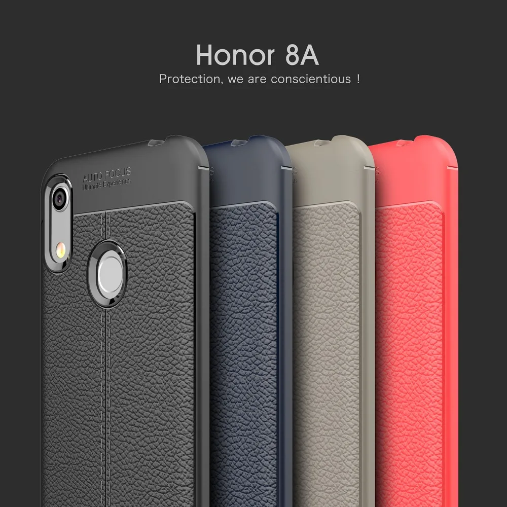 Чехол для Huawei Honor 8A Y6 2019 кожаный силиконовый чехол с текстурой мягкая Задняя