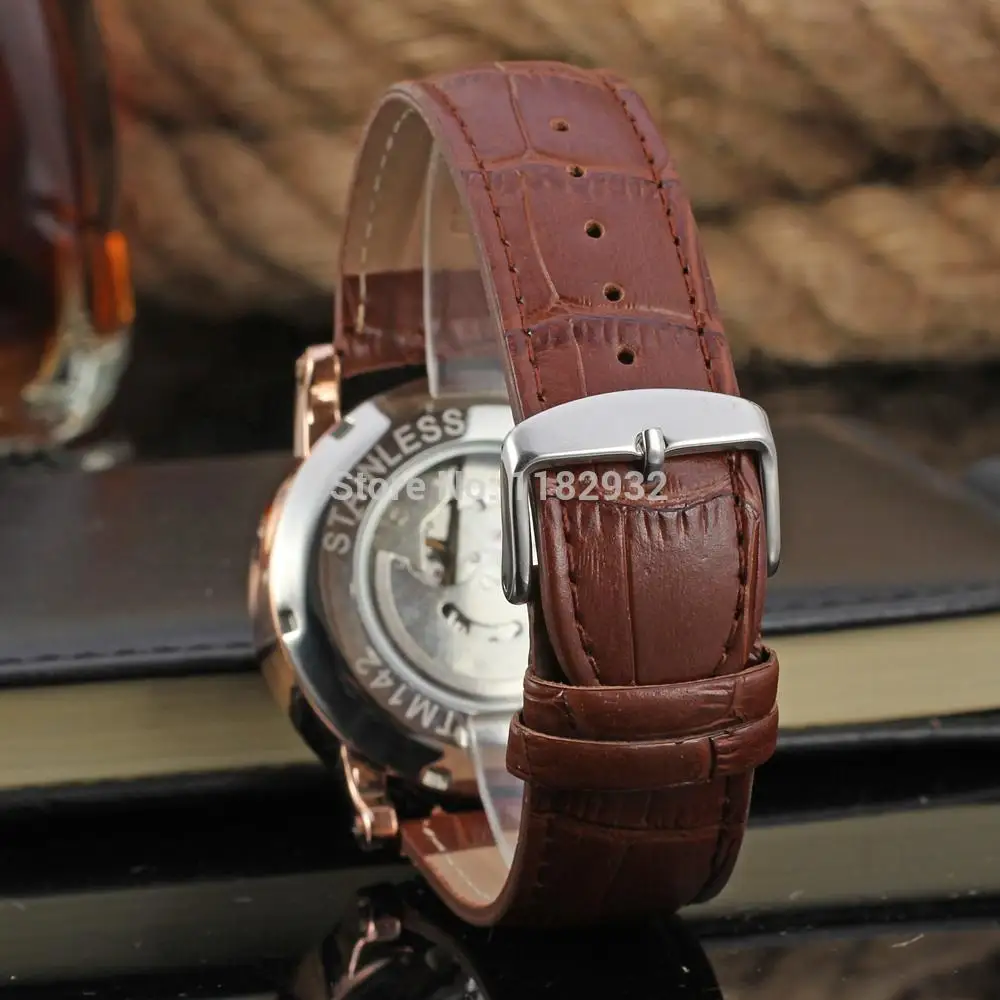Skup Zwycięzca FSG8051M3R4 najlepsza cena nowy automatyczny mężczyzna sukienka z różowego złota zegarek fabryka brązowy skórzany pasek wysyłka za darmo