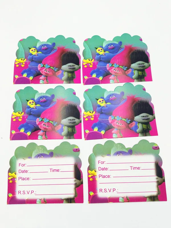 Us 144 28 Di Sconto10 Pzlotto Trolls Inviti Bambini Festa Di Compleanno Favori Trolls Biglietti Dinvito Festa Di Compleanno Felice Forniture In