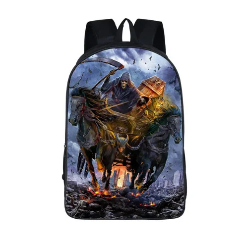 

16 Inch Skull Reaper Backpack For Teenage Boys Children School Bags Rock Backpacks Women Men Hip Hop Backpack kids Book Bag