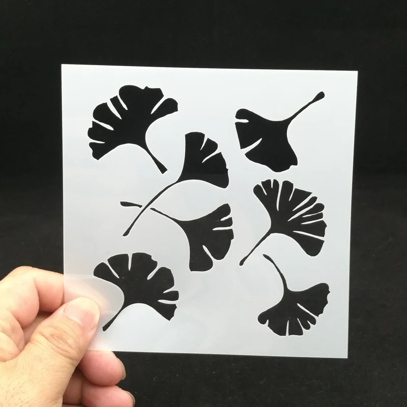 13*13 ginkgo Leaves pvc Layering Stencils for Diy scrapbook Drawing