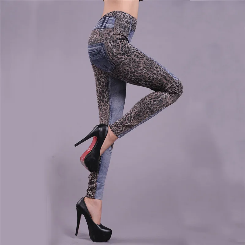 Russia Trend Lady Casual Long Pants Knit Cotton Blend Similar Denim Gray Print Patchwork Elastic High Waist Band Slim Trousers Russia Trend Lady Casual Long Pants Knit Cotton Blend Similar Denim Gray Print Patchwork Elastic High Waist Band Slim Trousers