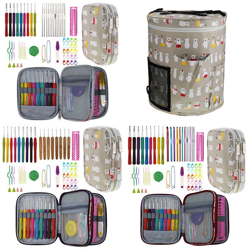 

Polar Bear Looen Crochet Hooks Set With Empty Yarn Storage Bag Sewing Tools Knitting Needles DIY Needle Arts Craft With Case