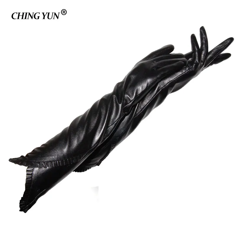 Billig Winter dame mode schaffell leder handschuhe frauen aus echtem leder handschuhe weibliche lange art warm Halten Arm sleeve Kostenloser versand