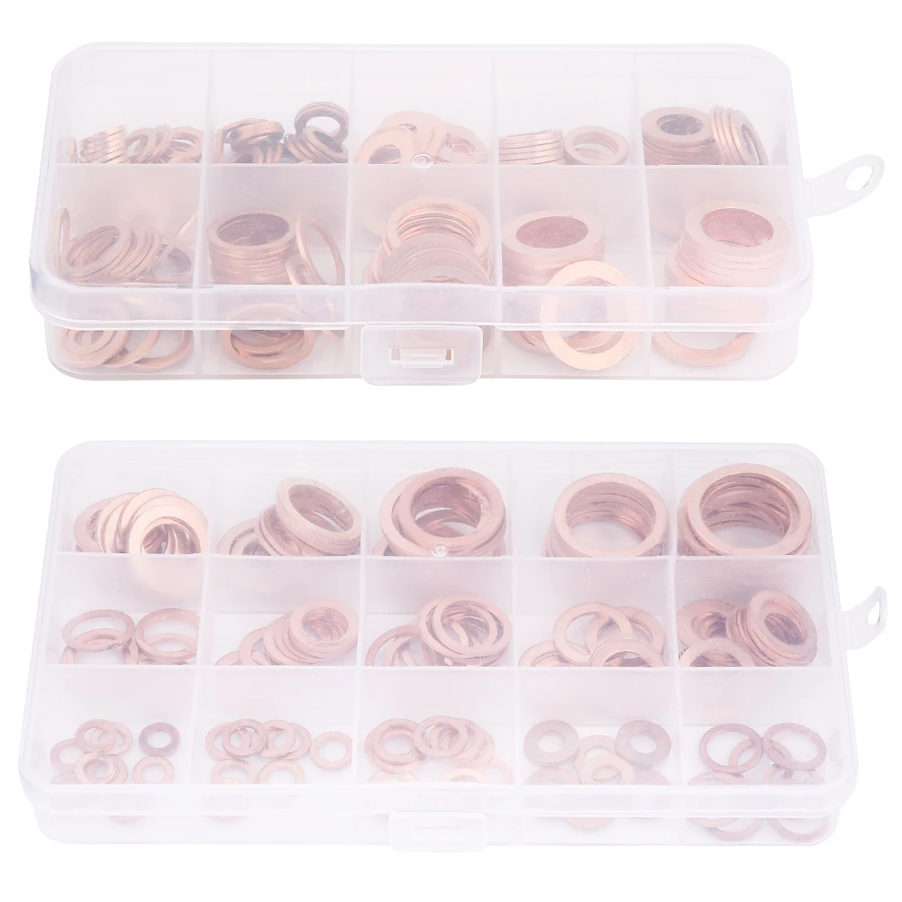 Copper Sealing Washer #1 Sturdy Durable 200/150Pcs Copper Sealing Washers Solid Gasket Flat Kit Set for Maintenance Requirement for Gaskets Copper Sealing Washer #1 Sturdy Durable 200/150Pcs Copper Sealing Washers Solid Gasket Flat Kit Set for Maintenance Requirement for Gaskets