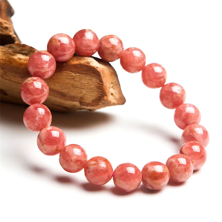 

10mm Genuine Natural Rhodochrosite Gemstone Crystal Round Stretch Charms Bracelets For Women