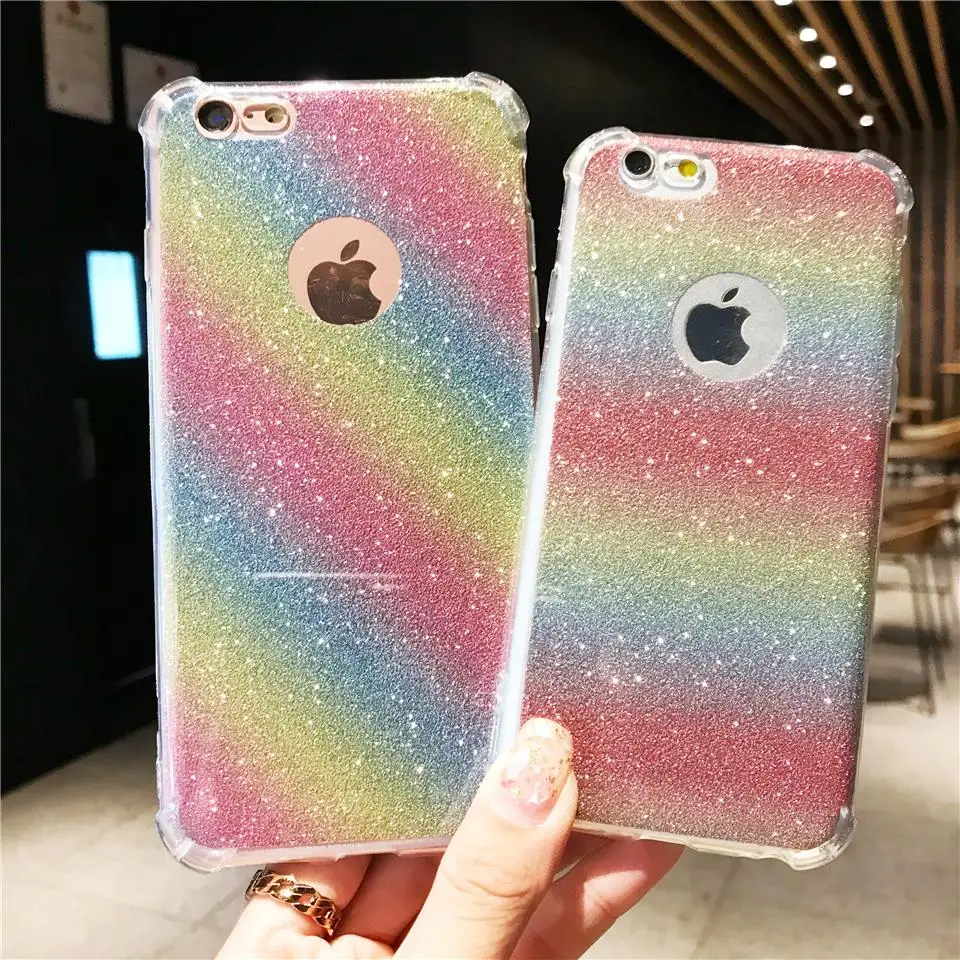 Для iPhone X XR XS MAX 7 Plus 5S SE 6 S 8 TPU чехол антидетонационный блеск 2 в 1 силиконовый мягкий
