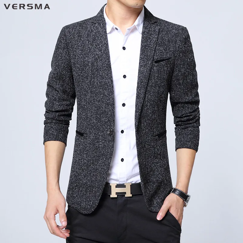 VERSMA Spring Summer Black Blazer Masculino Men Fashion Casual Slim Fit ...