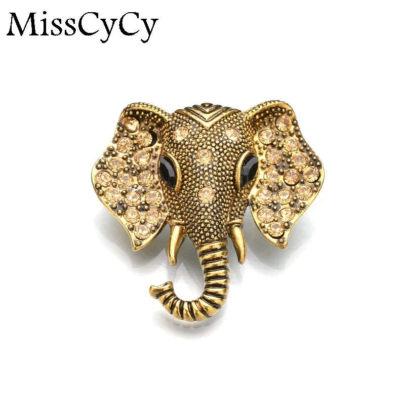 

MissCyCy Bohemia Metal Pin Vintage Elephant Rhinestone Brooch Women Fashion Jewelry Brosh