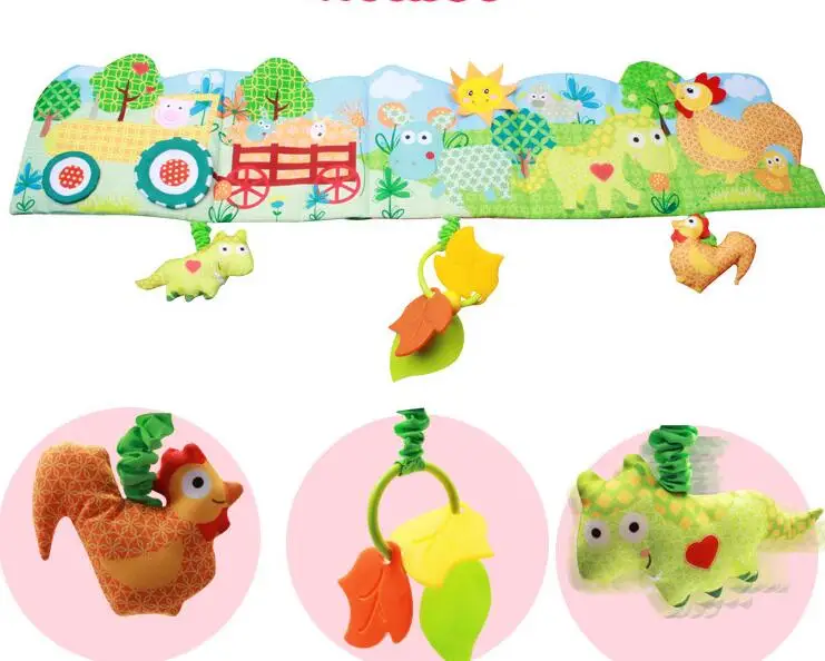 New Baby Plush Toys Rattles Cloth Book Bags Multifunctional Cartoon Farm Animals Cloth Book ruffle Give A Gift 20%Off