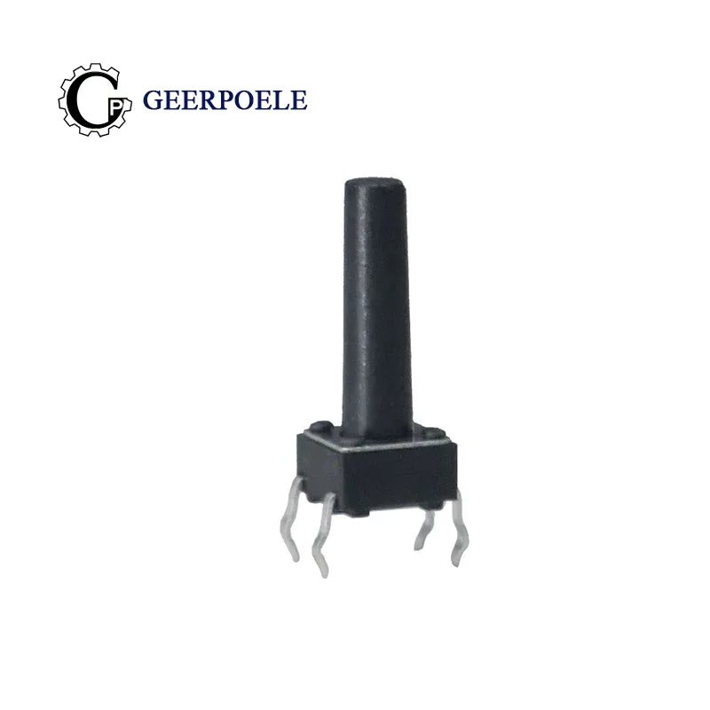 

50pcs/lot 6*6*16 mm 4 PIN Tactil Tact 12V Push Button Interruptor Micro Switch Direct Plug-in Self-Reset Top